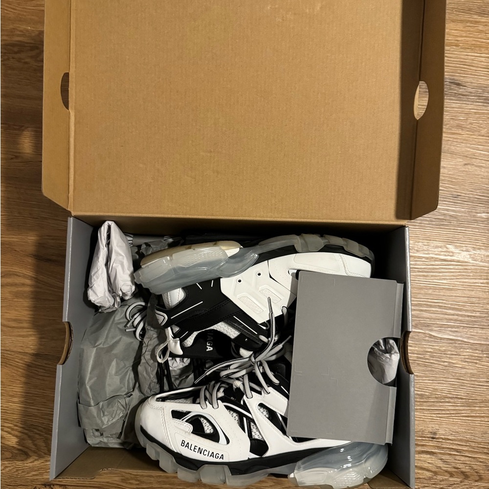 Balenciaga White and Black Track Sneakers - Picture 3 of 7